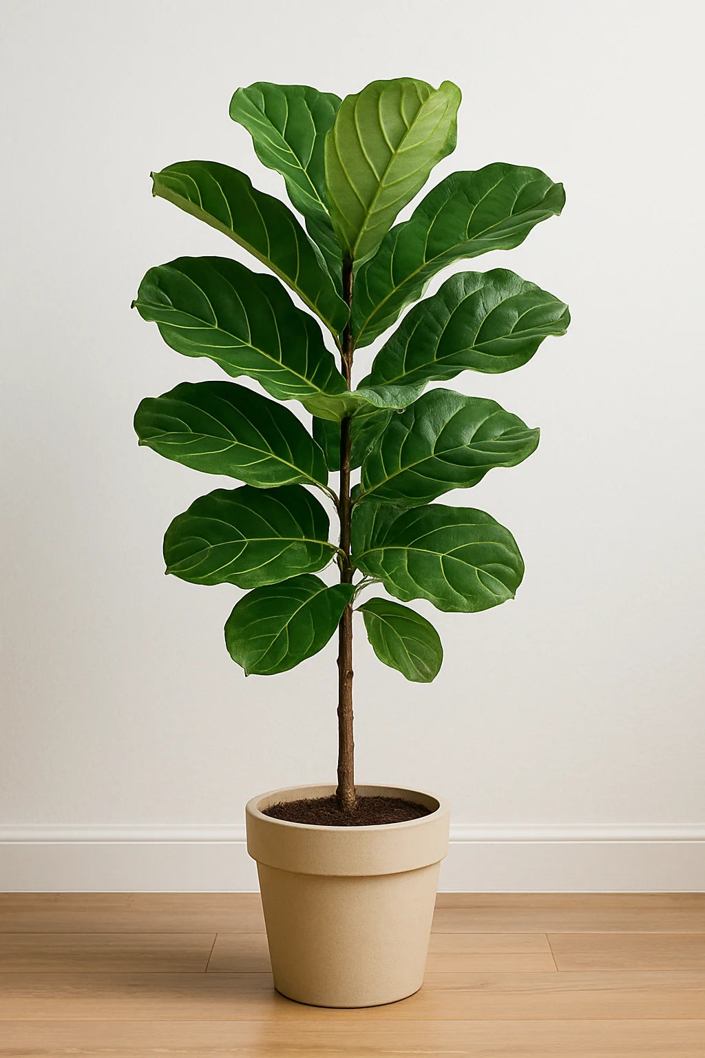 Fiddle leaf fig plant in a pot indoors